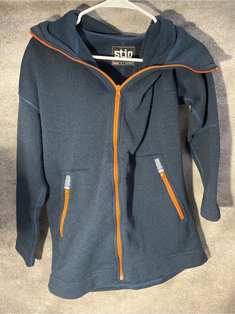 Stio Sweetwater Sweater Fleece Full Zip Jacket Hoodie Women's Medium Navy Blue